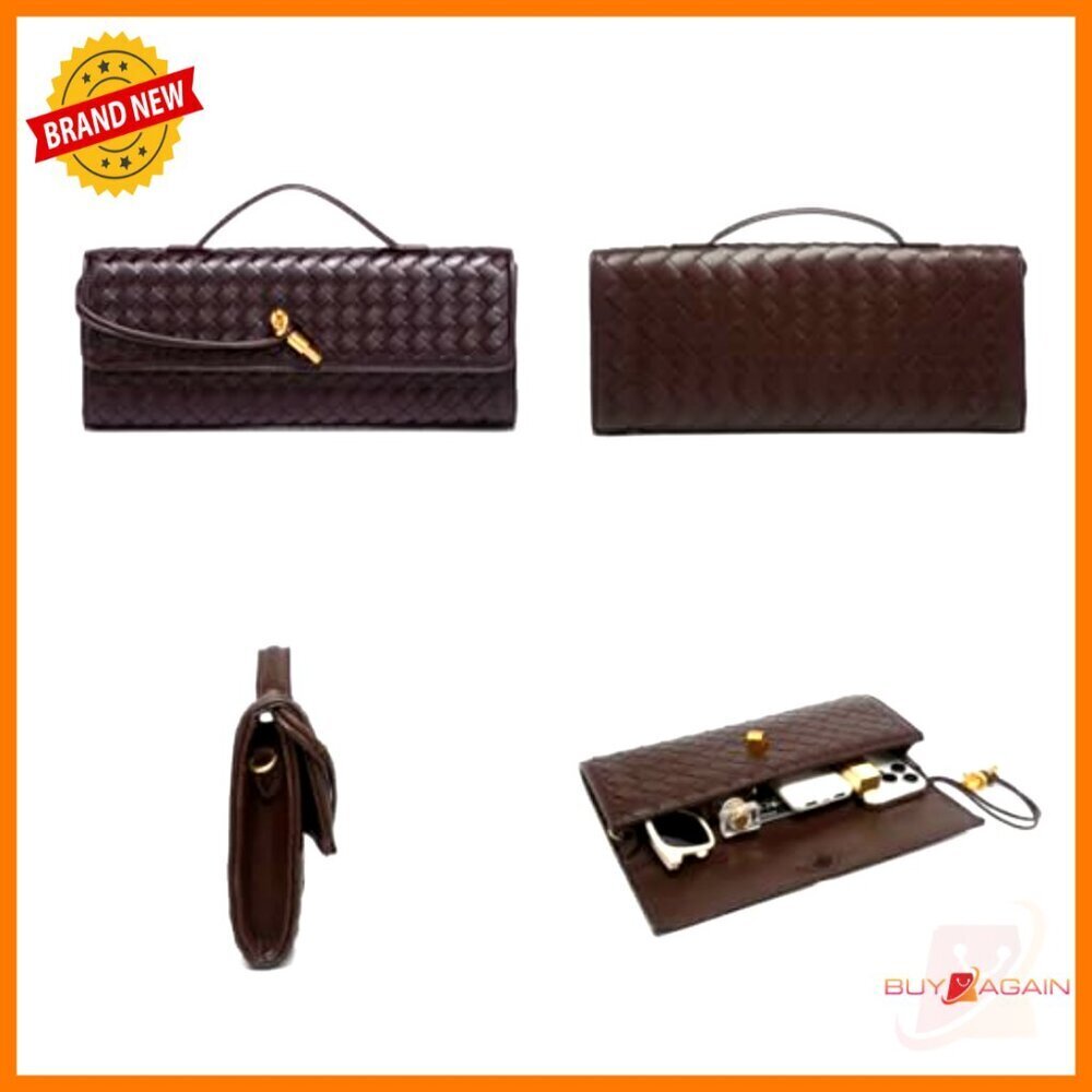 PU Leather Woven Clutch with Adjustable Strap, Crossbody or Shoulder Bag - Picture 4 of 6
